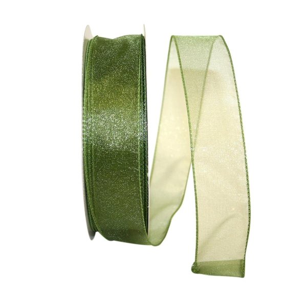 Reliant Ribbon Sheer Lovely Value Wired Edge Ribbon Moss 1.5 in. x 50 yards 99908W-043-09K